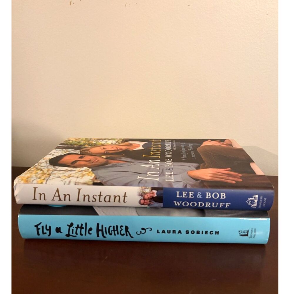 In an Instant Woodruff + Fly a Little Higher Sobiech Hardcover Books Lot of 2